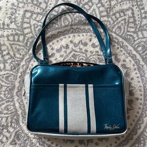Turquoise & white Glitter Bag